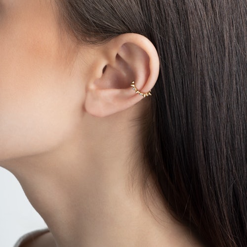 Kolczyki nausznice Savicki: srebrne pozłacane, cyrkonie